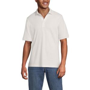 Lands’ End Men’s Short Sleeve American-Grown Supima Cotton Polo Shirt(Ivory Grid)