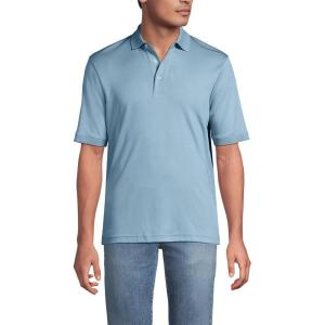 Lands’ End Men’s Short Sleeve American-Grown Supima Cotton Polo Shirt(Light Storm Blue)
