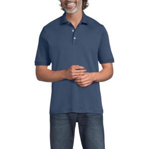 Lands’ End Men’s Short Sleeve American-Grown Supima Cotton Polo Shirt(Nightfall Blue)