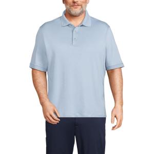 Lands’ End Men’s Short Sleeve American-Grown Supima Cotton Polo Shirt(Pale Slate Blue)