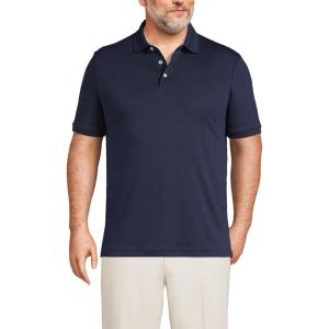 Lands’ End Men’s Short Sleeve American-Grown Supima Cotton Polo Shirt(Radiant Navy)