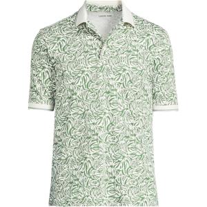 Lands’ End Men’s Short Sleeve American-Grown Supima Cotton Polo Shirt(Valley Green Tropical Leaves)