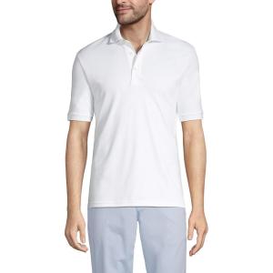 Lands’ End Men’s Short Sleeve American-Grown Supima Cotton Polo Shirt(White)