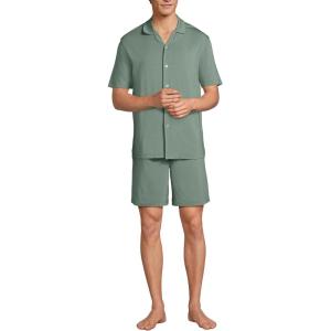 Lands’ End Men’s Short Sleeve Cooling Knit Short Set(Lily Pad Green)