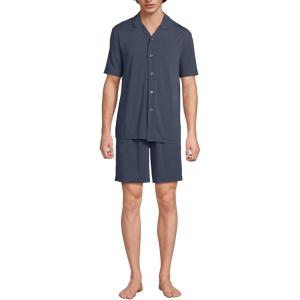 Lands’ End Men’s Short Sleeve Cooling Knit Short Set(Slate Blue)