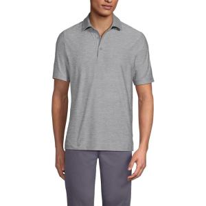 Lands’ End Men’s Short Sleeve Performance Pieced Yoke Hybrid Polo(Light Fog Space Dye)
