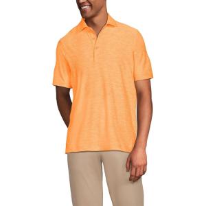 Lands’ End Men’s Short Sleeve Performance Pieced Yoke Hybrid Polo(Orange Mist Space Dye)