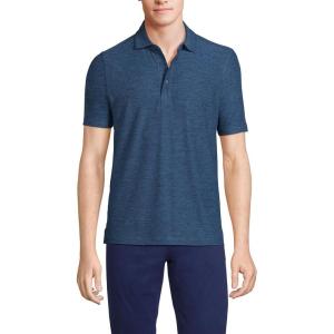 Lands’ End Men’s Short Sleeve Performance Pieced Yoke Hybrid Polo(Radiant Navy Spacedye)