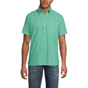 Lands’ End Men’s Short Sleeve Sail Rigger Shirt(Bay Water Green)