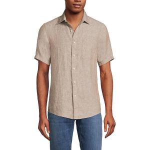 Lands’ End Men’s Short Sleeve Seersucker Shirt(Rich Camel)