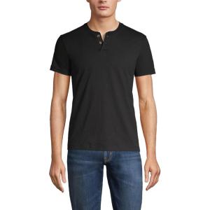 Lands’ End Men’s Short Sleeve Super-T Henley(Black)