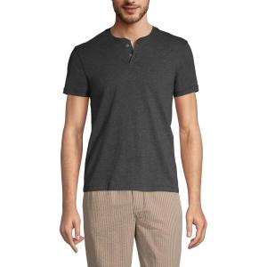 Lands’ End Men’s Short Sleeve Super-T Henley(Dark Charcoal Heather)