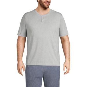 Lands’ End Men’s Short Sleeve Super-T Henley(Gray Heather)