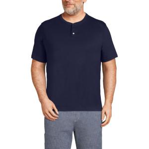 Lands’ End Men’s Short Sleeve Super-T Henley(Radiant Navy)