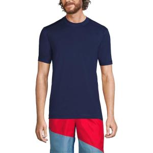 Lands’ End Men’s Short Sleeve Swim Tee Rash Guard(Deep Sea Navy)