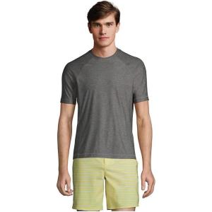 Lands’ End Men’s Short Sleeve Swim Tee Rash Guard(Gray)
