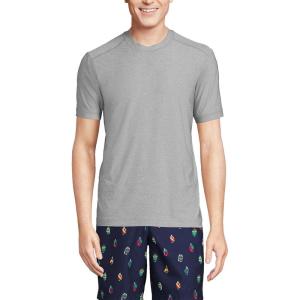 Lands’ End Men’s Short Sleeve Swim Tee Rash Guard(Gray Heather)