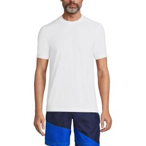 Lands’ End Men’s Short Sleeve Swim Tee Rash Guard(White)