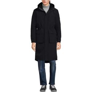 Lands’ End Men’s Squall Waterproof Insulated Winter Stadium Coat(Black)