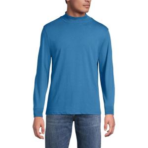 Lands’ End Men’s Super-T Cotton-Blend Mock Turtleneck Shirt(Blue Hyacinth)