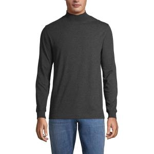 Lands’ End Men’s Super-T Cotton-Blend Mock Turtleneck Shirt(Dark Charcoal Heather)