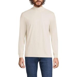 Lands’ End Men’s Super-T Cotton-Blend Mock Turtleneck Shirt(Flax Heather)