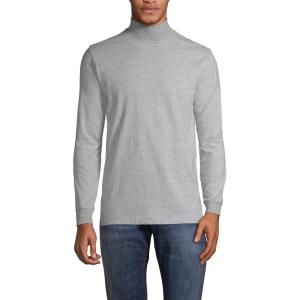 Lands’ End Men’s Super-T Cotton-Blend Mock Turtleneck Shirt(Gray Heather)