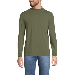 Lands’ End Men’s Super-T Cotton-Blend Mock Turtleneck Shirt(River Stone Green)