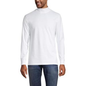 Lands’ End Men’s Super-T Cotton-Blend Mock Turtleneck Shirt(White)