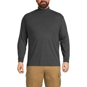 Lands’ End Men’s Super-T Cotton-Blend Turtleneck Shirt(Dark Charcoal Heather)