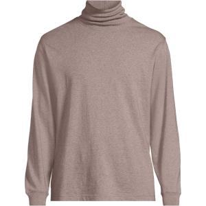 Lands’ End Men’s Super-T Cotton-Blend Turtleneck Shirt(Light Bark Heather)