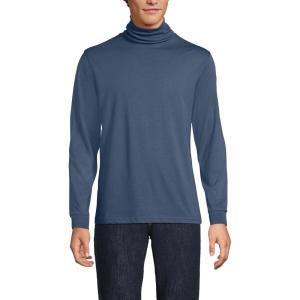Lands’ End Men’s Super-T Cotton-Blend Turtleneck Shirt(Nightfall Blue)