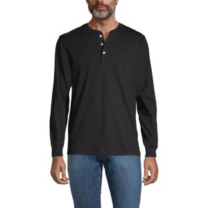 Lands’ End Men’s Super-T Long Sleeve Henley Shirt(Black)