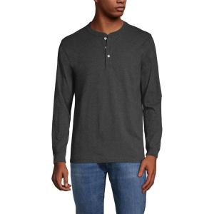 Lands’ End Men’s Super-T Long Sleeve Henley Shirt(Dark Charcoal Heather)