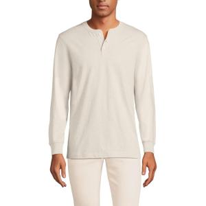 Lands’ End Men’s Super-T Long Sleeve Henley Shirt(Flax Heather)
