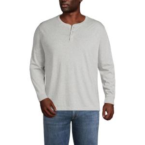 Lands’ End Men’s Super-T Long Sleeve Henley Shirt(Gray Heather)