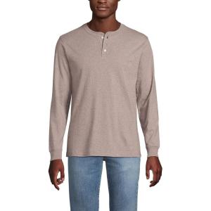 Lands’ End Men’s Super-T Long Sleeve Henley Shirt(Light Bark Heather)