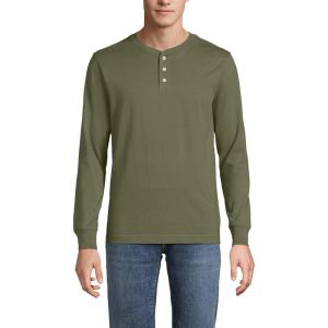Lands’ End Men’s Super-T Long Sleeve Henley Shirt(River Stone Green)