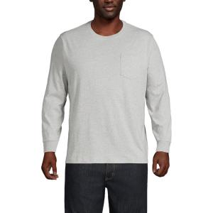 Lands’ End Men’s Super-T Long Sleeve T-Shirt with Pocket(Gray Heather)