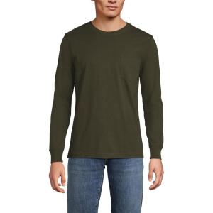 Lands’ End Men’s Super-T Long Sleeve T-Shirt with Pocket(Havana Brown)