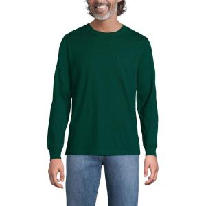 Lands’ End Men’s Super-T Long Sleeve T-Shirt with Pocket(Pine Valley)