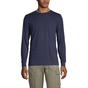 Lands’ End Men’s Super-T Long Sleeve T-Shirt with Pocket(Radiant Navy)