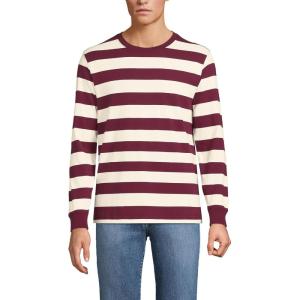 Lands’ End Men’s Super-T Long Sleeve T-Shirt(Burgundy/Ivory Even Stripe)