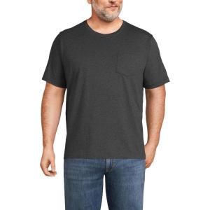 Lands’ End Men’s Super-T Short Sleeve T-Shirt with Pocket(Dark Charcoal Heather)