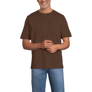 Lands’ End Men’s Super-T Short Sleeve T-Shirt with Pocket(Dark Walnut Brown)