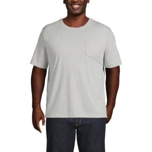 Lands’ End Men’s Super-T Short Sleeve T-Shirt with Pocket(Gray Heather)