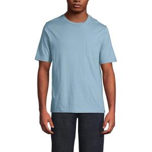 Lands’ End Men’s Super-T Short Sleeve T-Shirt with Pocket(Light Storm Blue)