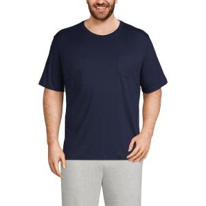 Lands’ End Men’s Super-T Short Sleeve T-Shirt with Pocket(Radiant Navy)