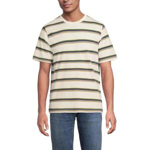 Lands’ End Men’s Super-T Short Sleeve T-Shirt(Ivory/Nightfall Blue Stripes)