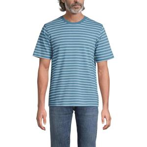 Lands’ End Men’s Super-T Short Sleeve T-Shirt(Soft Peacock/Blue Stripe)